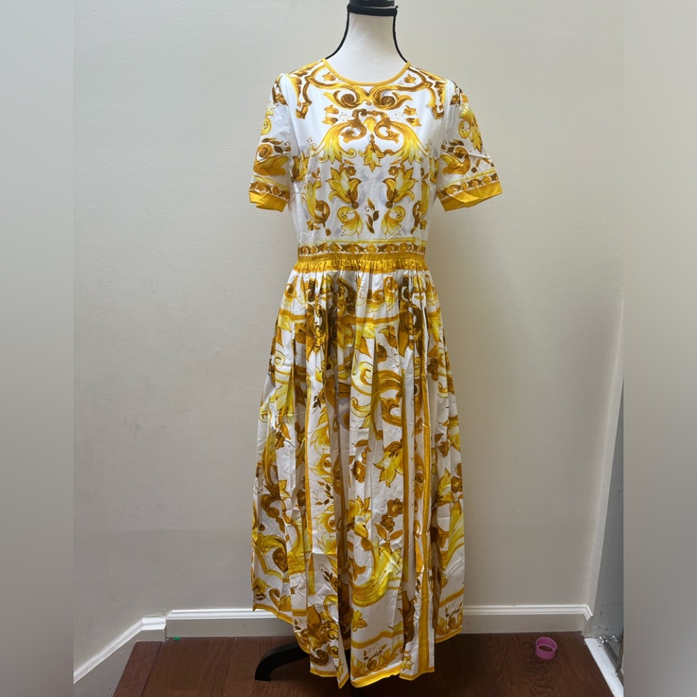 Dolce & Gabbana White and Gold Dress